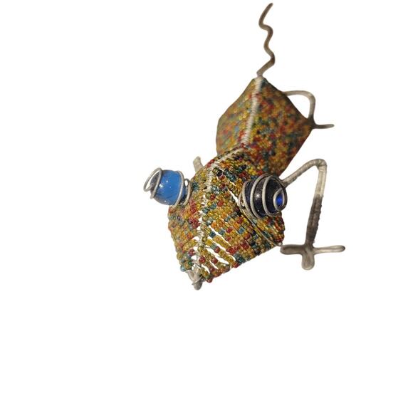 Beaded Gecko Lizard Art Sculpture Hand-crafted Multi-color Reptile Home Decor - Picture 6 of 16